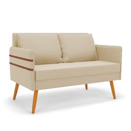 Namoradeira 02 Lugares Mari Suede Pés Palito Castanho - D'Rossi