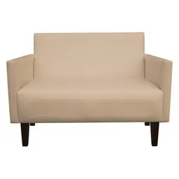 Namoradeira Jade 02 Lugares Corino Bege Pés Chanfrado Tabaco - D'Rossi