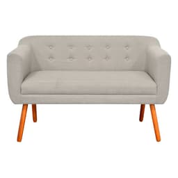 Namoradeira Julia 2 Lugares Linho Fino Bege A27 Pés Palito Castanho D'Rossi