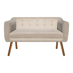 Namoradeira Julia 2 Lugares Suede Bege Pés Palito Castanho D'Rossi