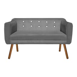 Namoradeira Julia 2 Lugares Suede Grafite com Strass Pés Palito Castanho D'Rossi