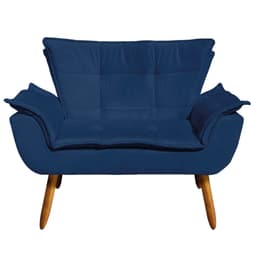 Namoradeira Opala Suede Azul Marinho Pés Palito Castanho D'Rossi