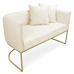 Namoradeira Paola 02 Lugares Linho Base Metálica Dourado - D'Rossi