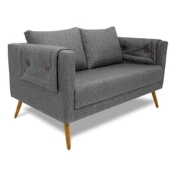 Poltrona Namoradeira Paris D07 2 Lugares Linho Mescla Chumbo - D'Rossi