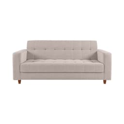 Sofá 03 Lugares Arezzo Linho Grosso Bege A19 Pés Chanfrado Castanho - D'Rossi