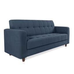 Sofá 03 Lugares Arezzo Suede Azul Marinho Pés Chanfrado Tabaco - D'Rossi