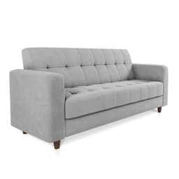 Sofá 03 Lugares Arezzo Suede Cinza Pés Chanfrado Tabaco - D'Rossi