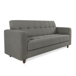 Sofá 03 Lugares Arezzo Suede Grafite Pés Chanfrado Tabaco - D'Rossi