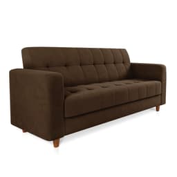 Sofá 03 Lugares Arezzo Suede Marrom Pés Chanfrado Castanho - D'Rossi