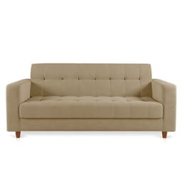 Sofá 03 Lugares Arezzo Suede Marrom Rato Pés Chanfrado Castanho - D'Rossi