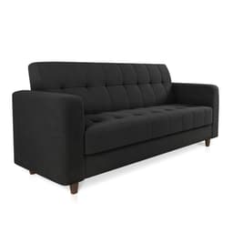 Sofá 03 Lugares Arezzo Suede Preto Pés Chanfrado Tabaco - D'Rossi