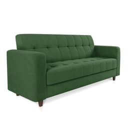 Sofá 03 Lugares Arezzo Suede Verde Pés Chanfrado Tabaco - D'Rossi