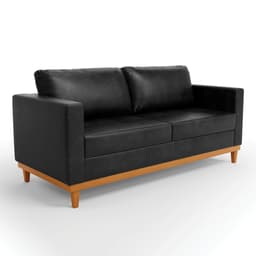 Sofá 03 Lugares Juliette Corano Preto Base Madeira Castanho - D'Rossi