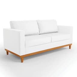 Sofá 03 Lugares Juliette Corino Branco Base Madeira Castanho - D'Rossi