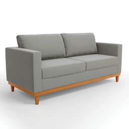 Sofá 03 Lugares Juliette Suede Grafite Base Madeira Castanho - D'Rossi