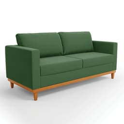 Sofá 03 Lugares Juliette Suede Verde Base Madeira Castanho - D'Rossi