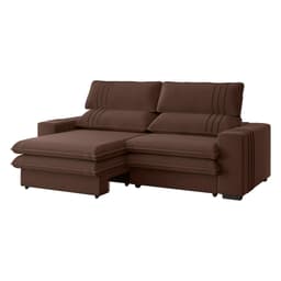Sofá 2 Lugares Retrátil Noruega 230 cm Veludo Marrom Pés Tabaco - D'Rossi