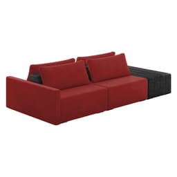 Sofá Ilha 2 Lugares Living 272cm Modulado Sala Lary Veludo Vermelho/PU Pto K01 - D'Rossi