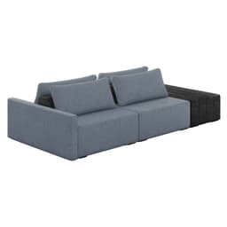 Sofá Ilha 2 Lugares Living 272cm Modulado para Sala Lary Linho Azul/PU Pto K01 - D'Rossi
