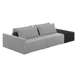 Sofá Ilha 2 Lugares Living 292cm Modulado Sala Lary Veludo Cinza/PU Pto K01 - D'Rossi