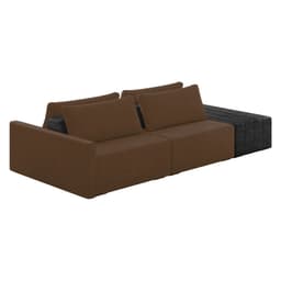 Sofá Ilha 2 Lugares Living 292cm Modulado Sala Lary Veludo Marrom/PU Pto K01 - D'Rossi