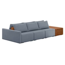 Sofá Ilha 3 Lugares Living 402cm Modulado para Sala Lary Linho Azul K01 - D'Rossi