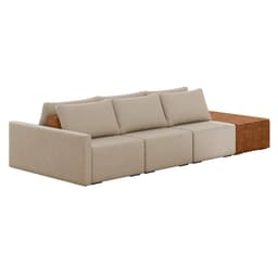 Sofá Ilha 3 Lugares Living 402cm Modulado para Sala Lary Linho Bege K01 - D'Rossi