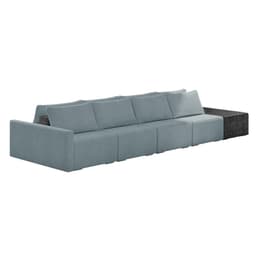 Sofá Ilha 4 Lugares Living 392cm Modulado Sala Lary Bouclê Azul/PU Pto K01 - D'Rossi