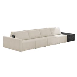 Sofá Ilha 4 Lugares Living 392cm Modulado Sala Lary Bouclê Bege/PU Pto K01 - D'Rossi