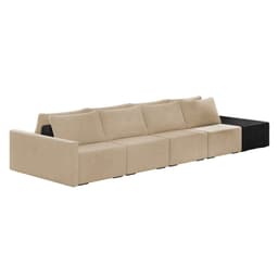 Sofá Ilha 4 Lugares Living 392cm Modulado Sala Lary Veludo Bege/PU Pto K01 - D'Rossi