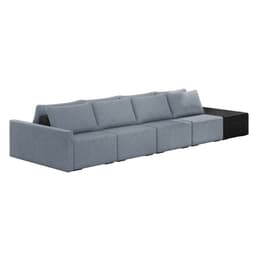 Sofá Ilha 4 Lugares Living 392cm Modulado para Sala Lary Linho Azul/PU Pto K01 - D'Rossi