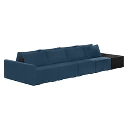 Sofá Ilha 4 Lugares Living 472cm Modulado Sala Lary Veludo Azul Marinho/PU Pto K01 - D'Rossi