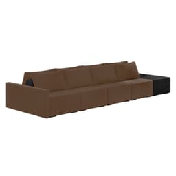 Sofá Ilha 4 Lugares Living 472cm Modulado Sala Lary Veludo Marrom/PU Pto K01 - D'Rossi