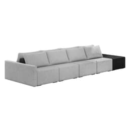 Sofá Ilha 4 Lugares Living 472cm Modulado para Sala Lary Linho Cinza/PU Pto K01 - D'Rossi