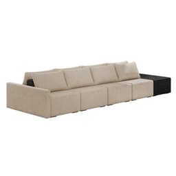 Sofá Ilha 4 Lugares Living 512cm Modulado para Sala Lary Linho Bege/PU Pto K01 - D'Rossi