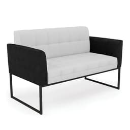 Sofá Namoradeira 2 Lugares Base Industrial Preto Elisa Preto/Linho Cinza A05 D03 - D'Rossi