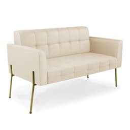 Sofá Namoradeira 2 Lugares Base Pé de Ferro Dourado Elisa Corino Bege D03 - D'Rossi