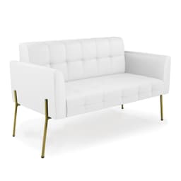 Sofá Namoradeira 2 Lugares Base Pé de Ferro Dourado Elisa Corino Branco D03 - D'Rossi