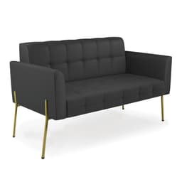 Sofá Namoradeira 2 Lugares Base Pé de Ferro Dourado Elisa Corino Preto D03 - D'Rossi