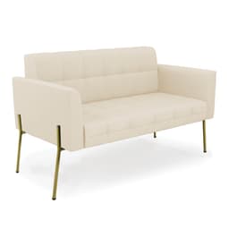 Sofá Namoradeira 2 Lugares Base Pé de Ferro Dourado Elisa Linho Bege A19 D03 - D'Rossi