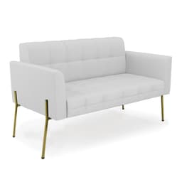 Sofá Namoradeira 2 Lugares Base Pé de Ferro Dourado Elisa Linho Cinza A05 D03 - D'Rossi