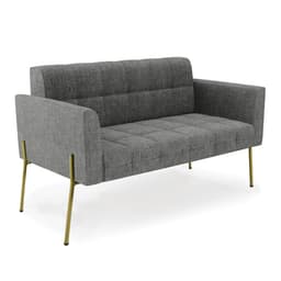 Sofá Namoradeira 2 Lugares Base Pé de Ferro Dourado Elisa Linho Grafite A26 D03 - D'Rossi