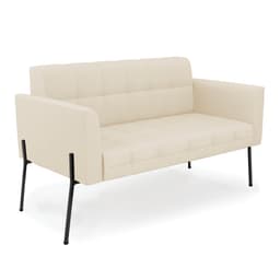 Sofá Namoradeira 2 Lugares Base Pé de Ferro Preto Elisa Linho Bege A19 D03 - D'Rossi