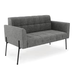 Sofá Namoradeira 2 Lugares Base Pé de Ferro Preto Elisa Linho Grafite A26 D03 - D'Rossi