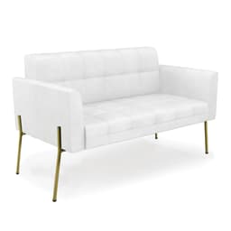 Sofá Namoradeira 2 Lugares Pé de Ferro Dourado Elisa Corano Branco D03 - D'Rossi