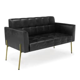 Sofá Namoradeira 2 Lugares Pé de Ferro Dourado Elisa Corano Preto D03 - D'Rossi