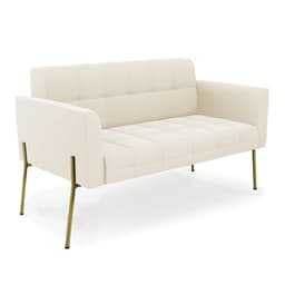 Sofá Namoradeira 2 Lugares Pé de Ferro Dourado Elisa Veludo Bege D03 - D'Rossi