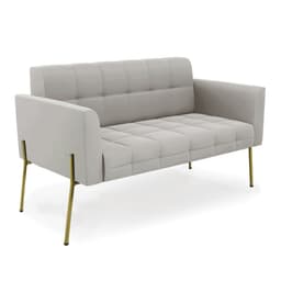 Sofá Namoradeira 2 Lugares Pé de Ferro Dourado Elisa Veludo Cinza D03 - D'Rossi