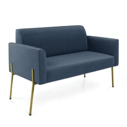 Sofá Namoradeira 2 Lugares Pé de Ferro Dourado Marisa Suede Azul Marinho D03 - D'Rossi