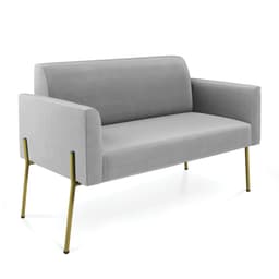 Sofá Namoradeira 2 Lugares Pé de Ferro Dourado Marisa Suede Cinza D03 - D'Rossi
